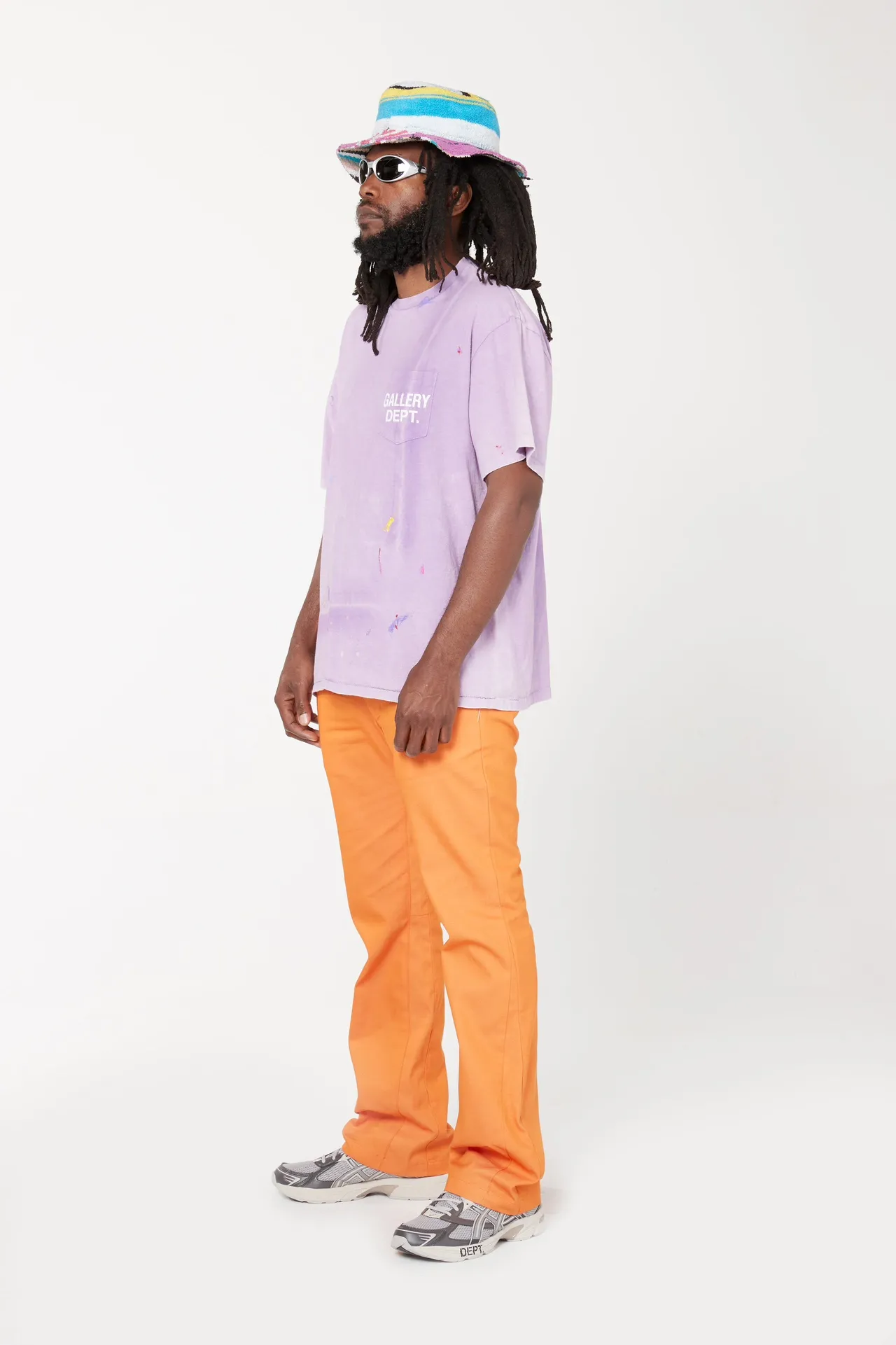 New models in stock! GALLERY DEPT VINTAGE LOGO PAINTED TEE PURPLE Purple ink splashed distressed short sleeves Retro English pocket TEE Purple S-XL Ready-to-wear dyeing Fried salt distressing Hand-sewn plaster bone Very heavy industry Manufacturing dark and light fading technology Hand-splashed ink graffiti Genuine acrylic material